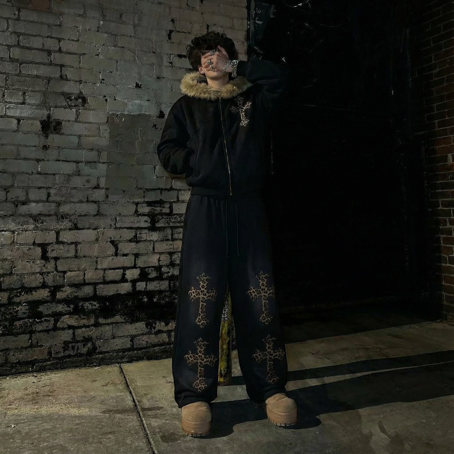 Cheetah Sun Fade Boxy Detachable Fur Hoodie