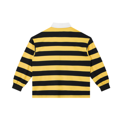 404ASTERISKS Collared Color Block Stripe Polo Shirt