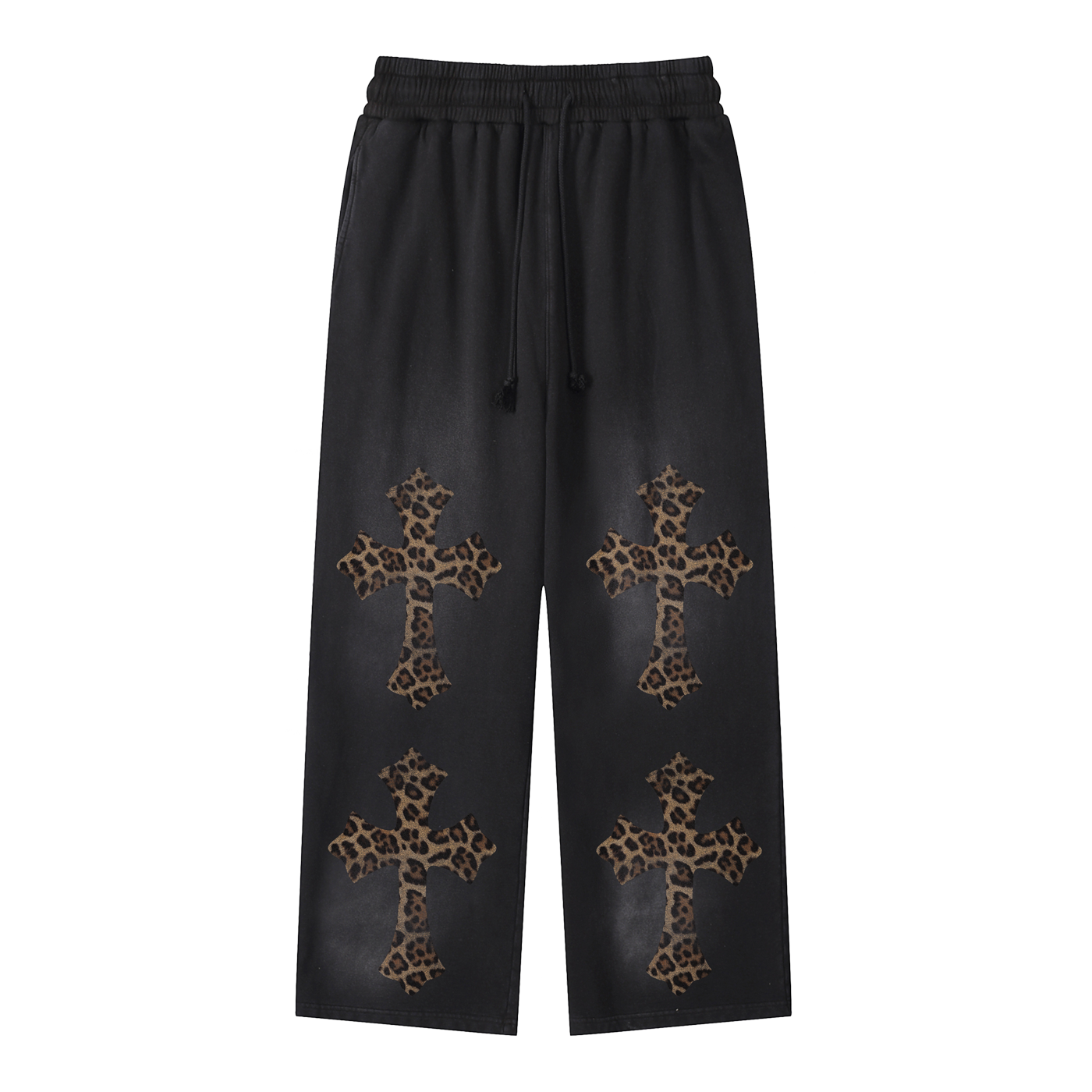 Cheetah Black Sunfade Loose Fit Cotton Sweatpants