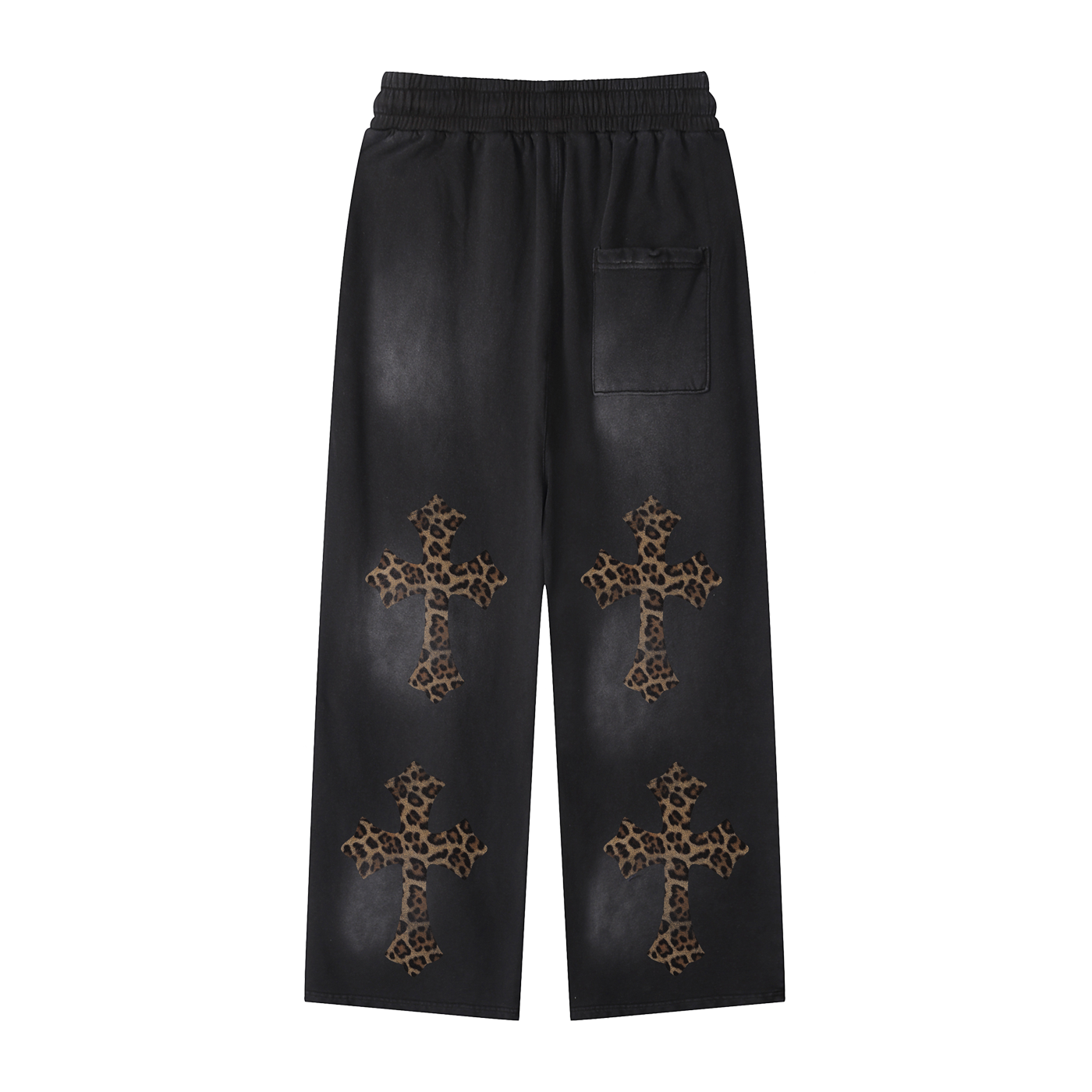 Cheetah Black Sunfade Loose Fit Cotton Sweatpants