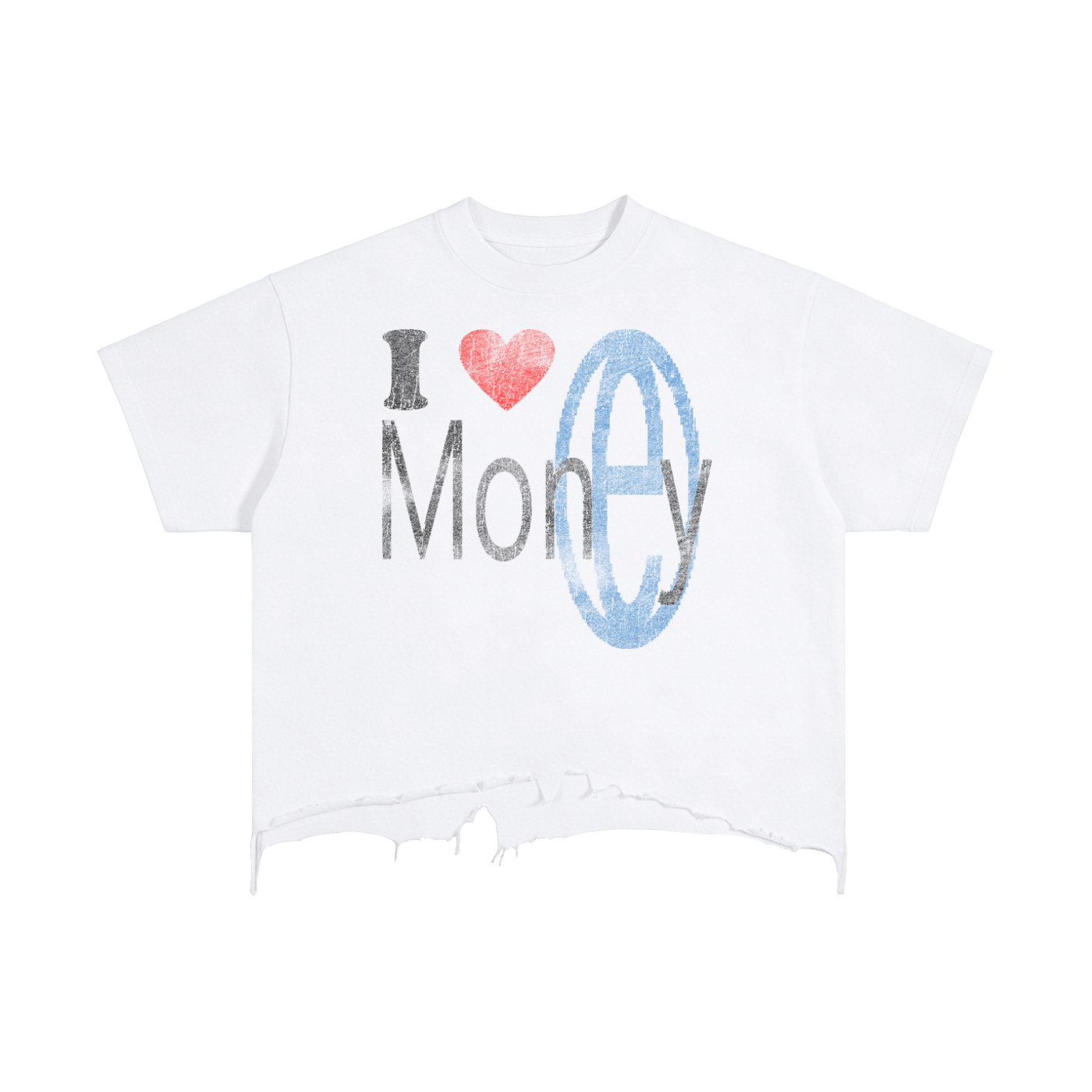 Luv Money White Distressed Hem Washed Shirt