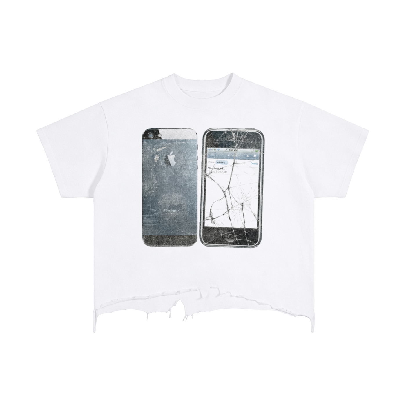 Iphone Gen 5 White Distressed Hem Washed Shirt