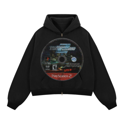 NFS2 Zip Up Cropped Boxy Hoodie