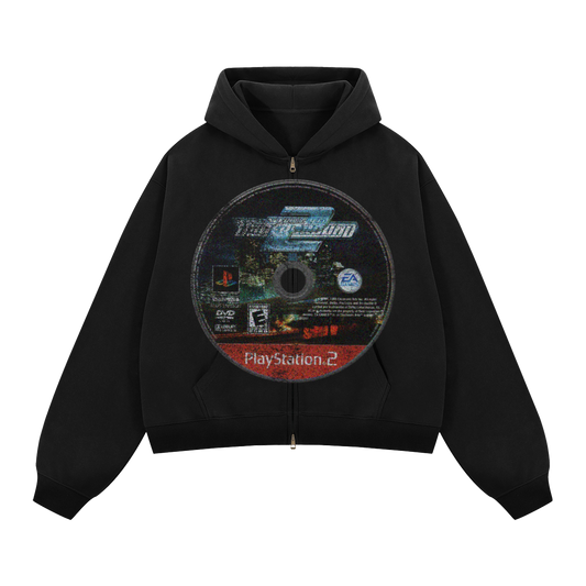 NFS2 Zip Up Cropped Boxy Hoodie