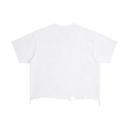 Luv Money White Distressed Hem Washed Shirt