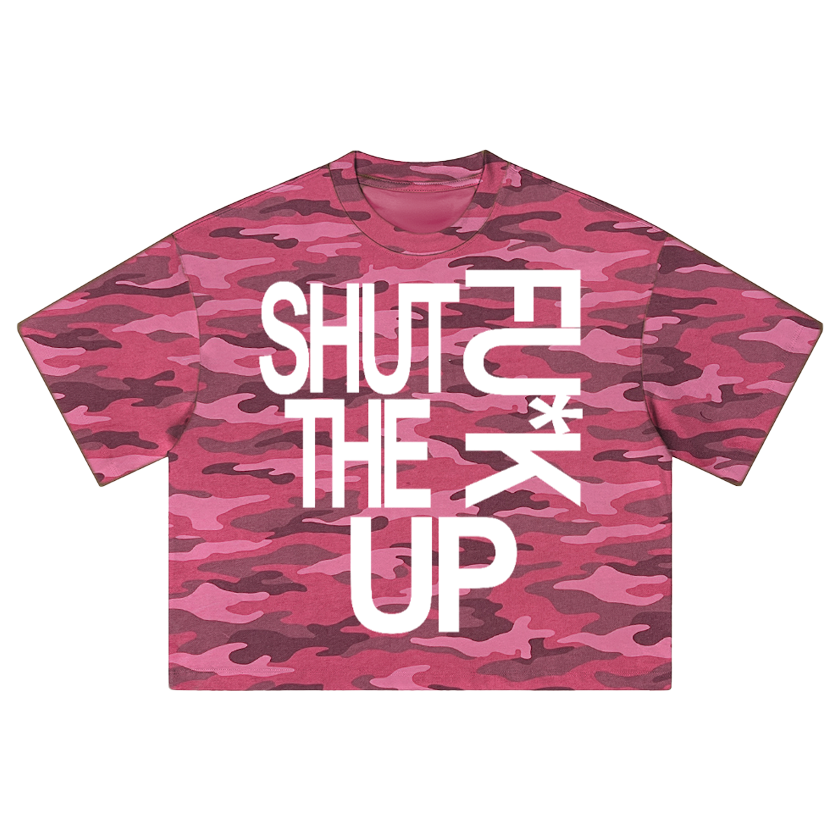 Shut The F*CK Up Rose Camo Cropped Boxy Streetwear Camo Shirt 270GSM