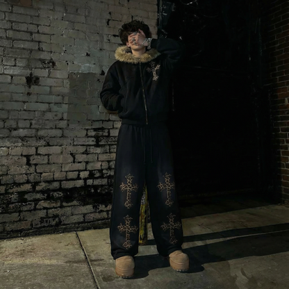 Cheetah Sun Fade Boxy Detachable Fur Hoodie