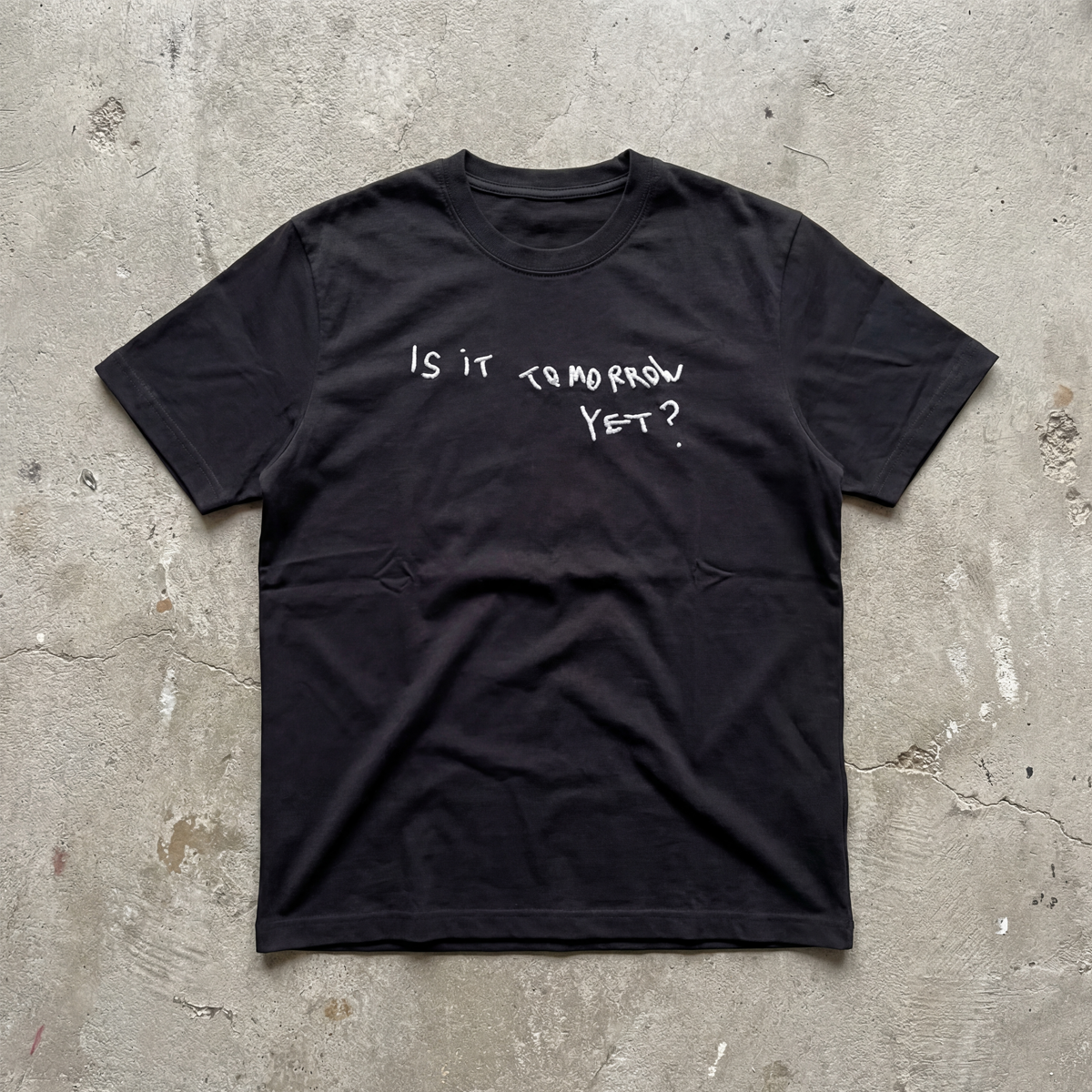 Tomorrow Embroidery Tee Streetwear Graphic Y2K Unisex Regular Fit Crew Neck T Shirt 220GSM Cotton