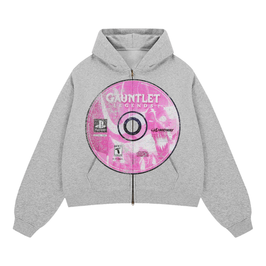 Gauntlet Zip Up Cropped Boxy Hoodie