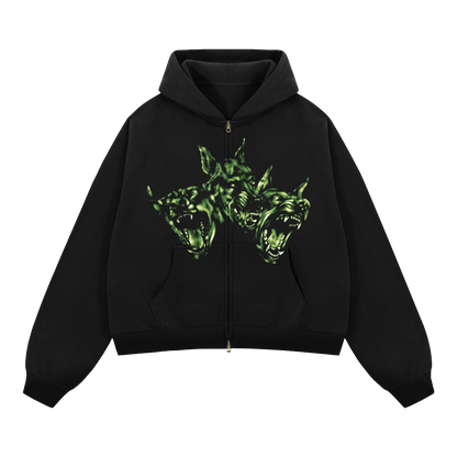 Vicious Zip Up Cropped Boxy Hoodie