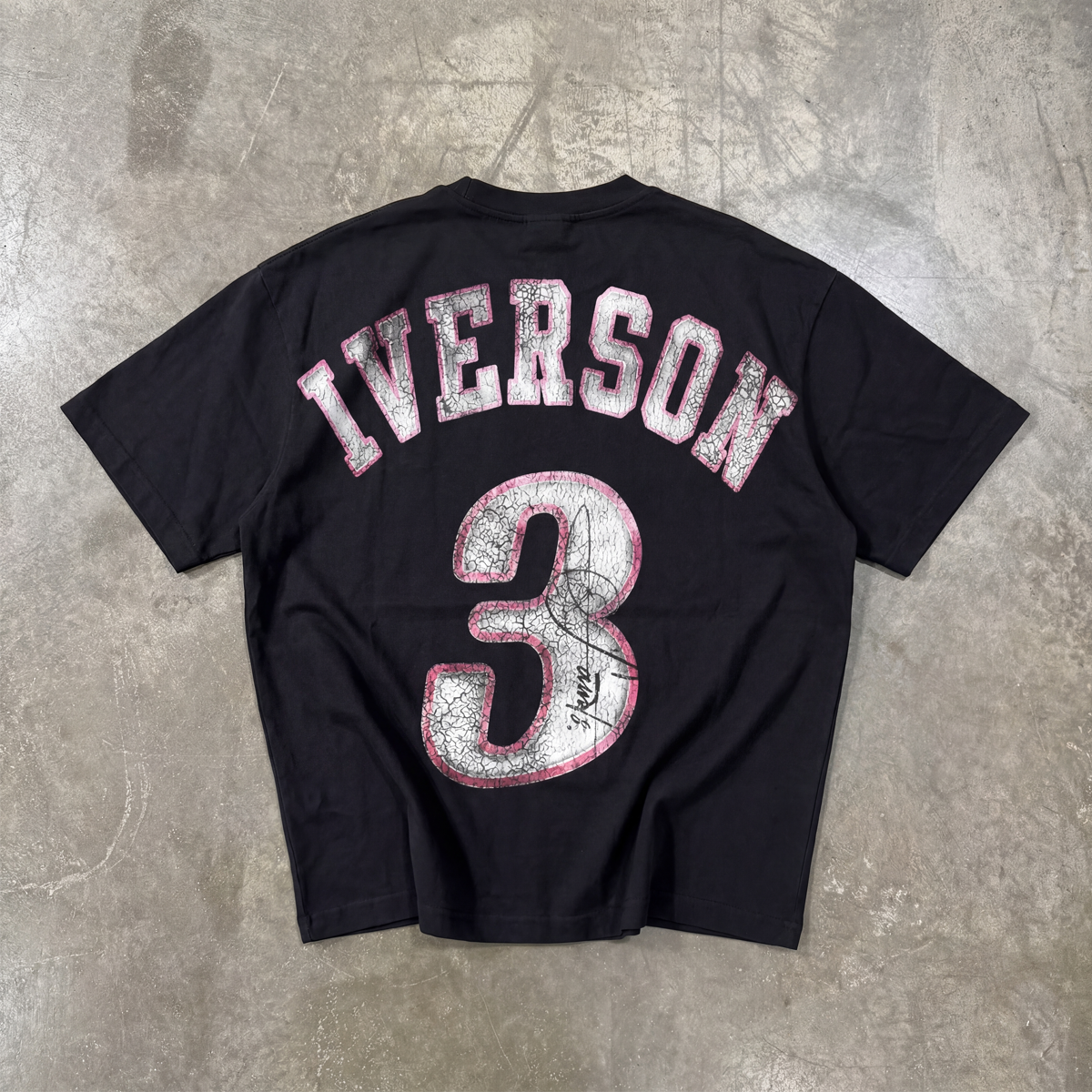 Basketball Black Tee Regular Fit Streetwear 76ers Unisex AI Iverson Short Sleeve 220GSM