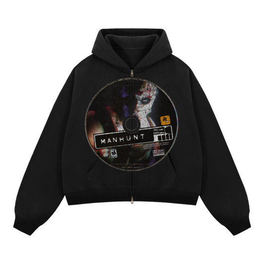 Manhunt Zip Up Cropped Boxy Hoodie