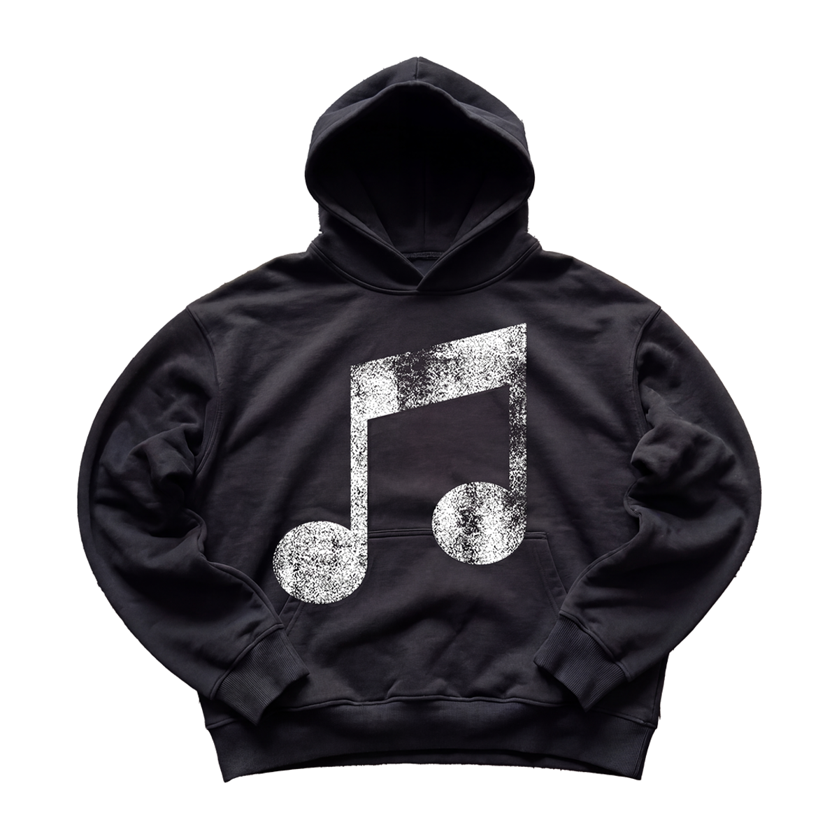 Music Note Streetwear Cropped Black Hoodie 400GSM Y2K Graphic Unisex Cotton