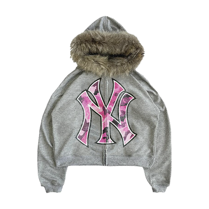 Pink Yankee Fur Coat
