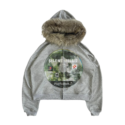 Silent Hill Cropped Boxy Streetwear Fur Zip Up
