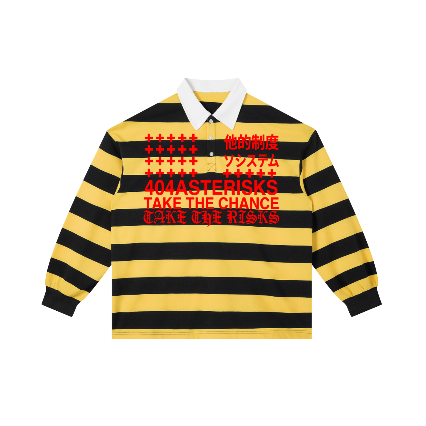 404ASTERISKS Collared Color Block Stripe Polo Shirt