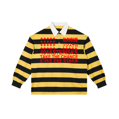 404ASTERISKS Collared Color Block Stripe Polo Shirt