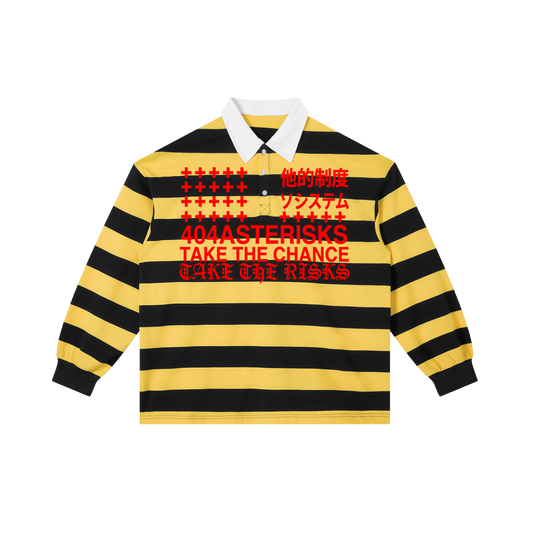 404ASTERISKS Collared Color Block Stripe Polo Shirt